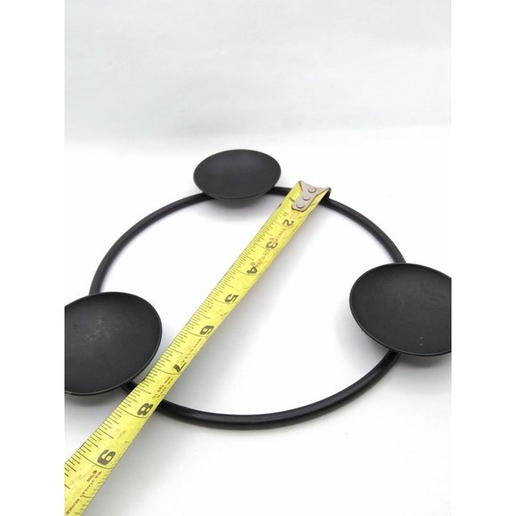 Vtg MCM Danish black Metal Set 3 Round Graduated sizes Circular Candle Holders - Picture 4 of 12